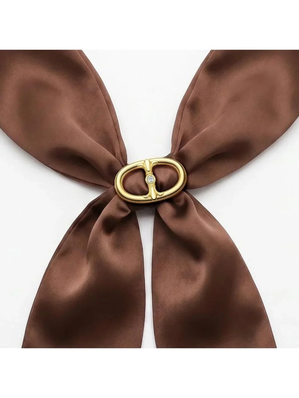 Elegant Oval Silk Scarf Ring - 18K Gold Plated Accessory for Women